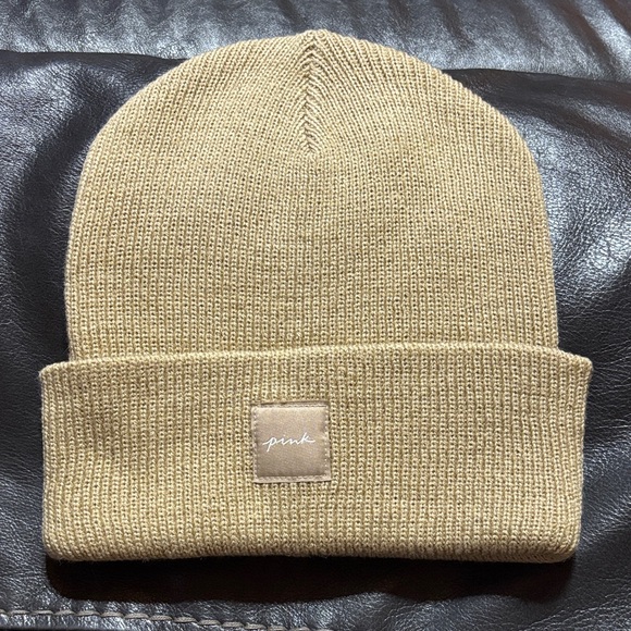 PINK Victoria's Secret Tan Knit Beanie - Picture 1 of 5